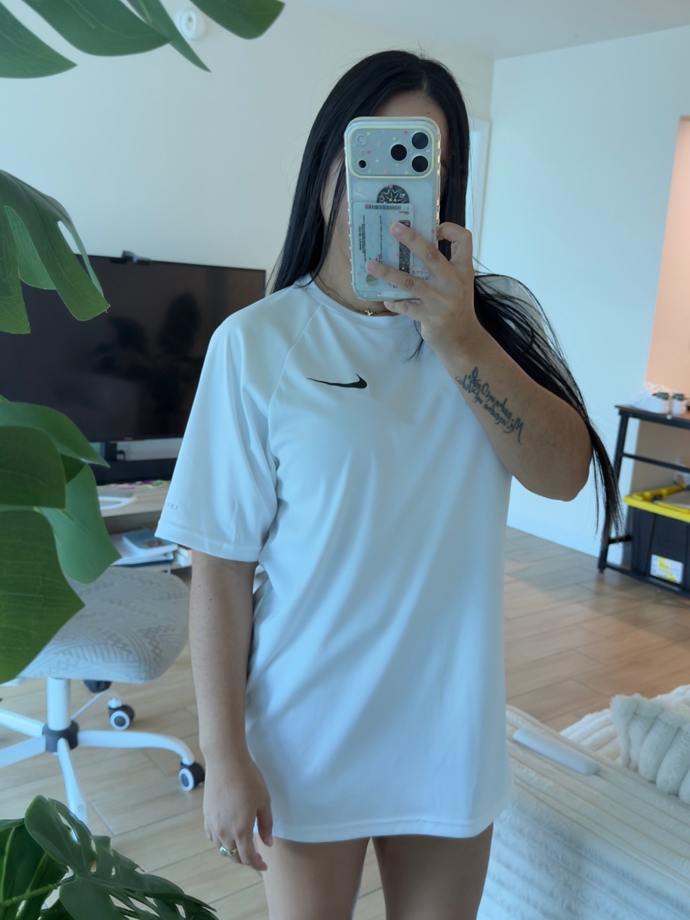 Nike Men’s White Short Sleeve Training Tee with Black Swoosh